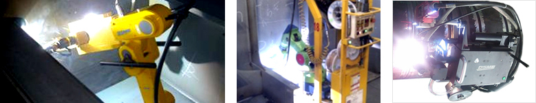 Photo 1 : Portable welding robot, Photo 2 : Dandy welding robot, Photo 3 : All-position welding robot