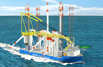 한화오션의 독자모델인 차세대 해양풍력발전기 설치선